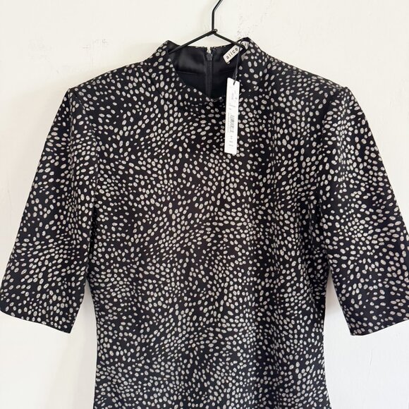 NWT Alice + Olivia Black Inka Glitter Dot Mini Dress 10 - Picture 3 of 9